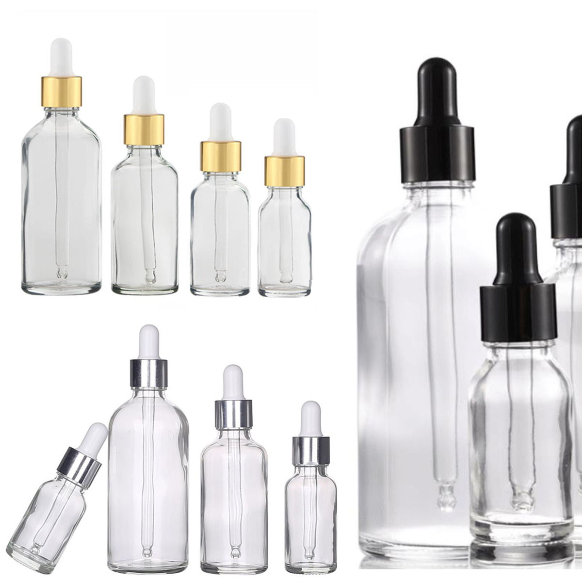 Juice Bottle Dropper - 5/10/15/30/50/0ml şeffaf cam damlalıklı şişe kavanoz