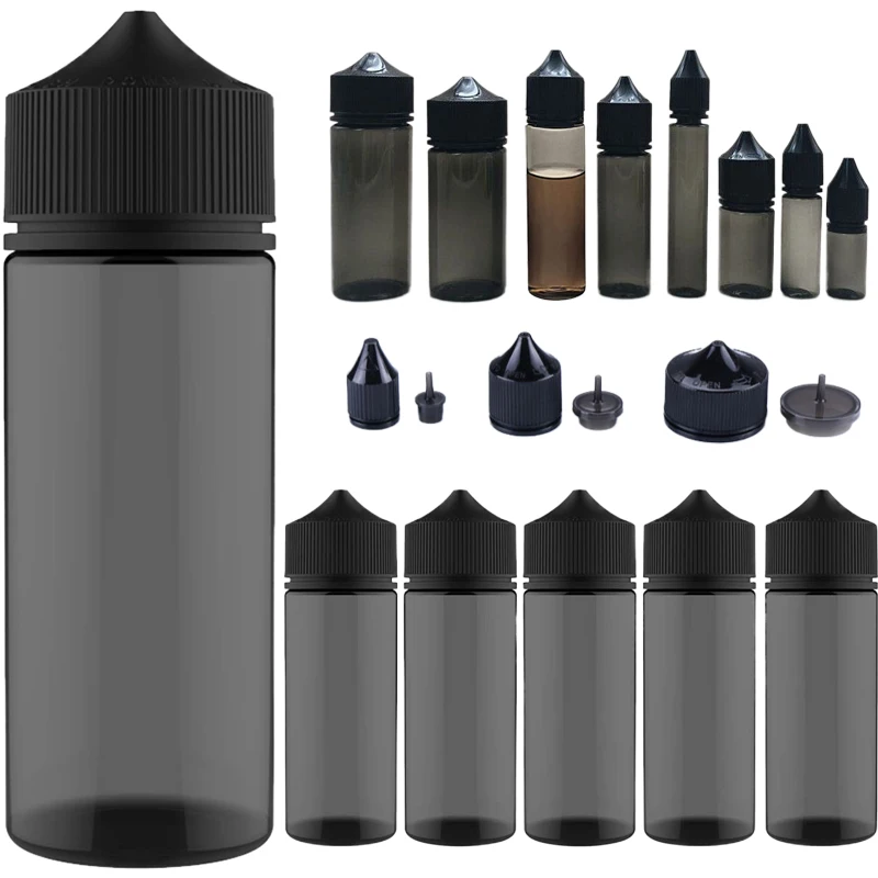 Juice Bottle Dropper - 5 adet 10/15/30/60/100/120ml siyah PET plastik