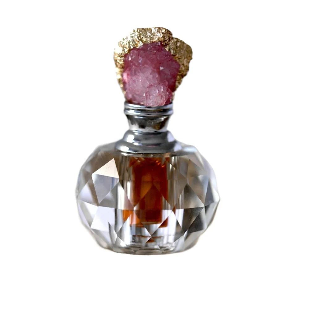 Juice Bottle Dropper - Vintage Pembe Kristal Uçucu Yağ Şişesi